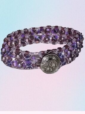 Woven Plum Colored Beaded Petite Bracelet